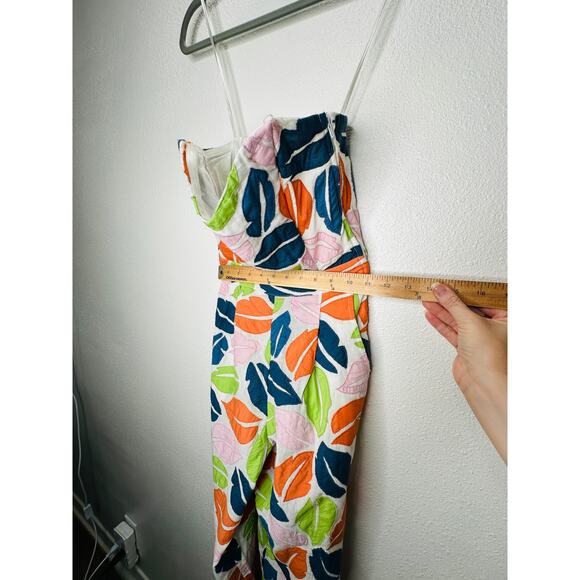 The Odells Ellie Multi-Color Leaf Print Bustier Jumpsuit  2 - Picture 15 of 16